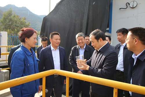 天津市副市长赵海山视察水环境公司丹凤县污水处理厂